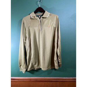 Reddington - Men's Beige /Olive- 1/4 Zip Collared Logo Long Sleeve Polo Shirt -